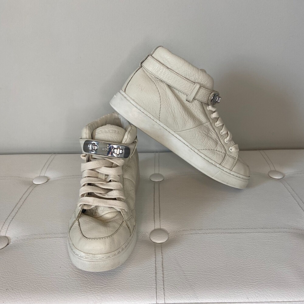 Coach Cream Mid-Top Robby Sneakers Sz 7